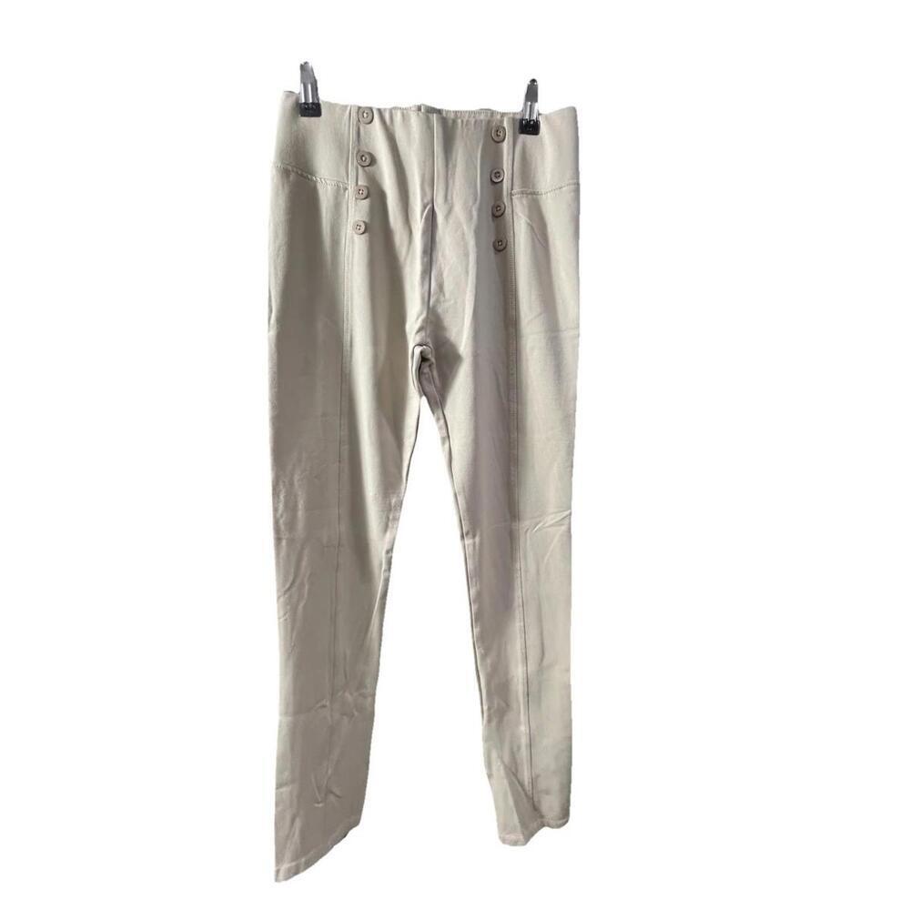 Ci Sono Women’s Sailor Button Front High Waist Ponte Pants Beige Size M